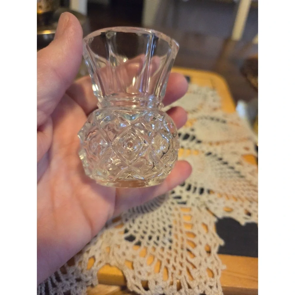vintage pressed crystal glass toothpick holder